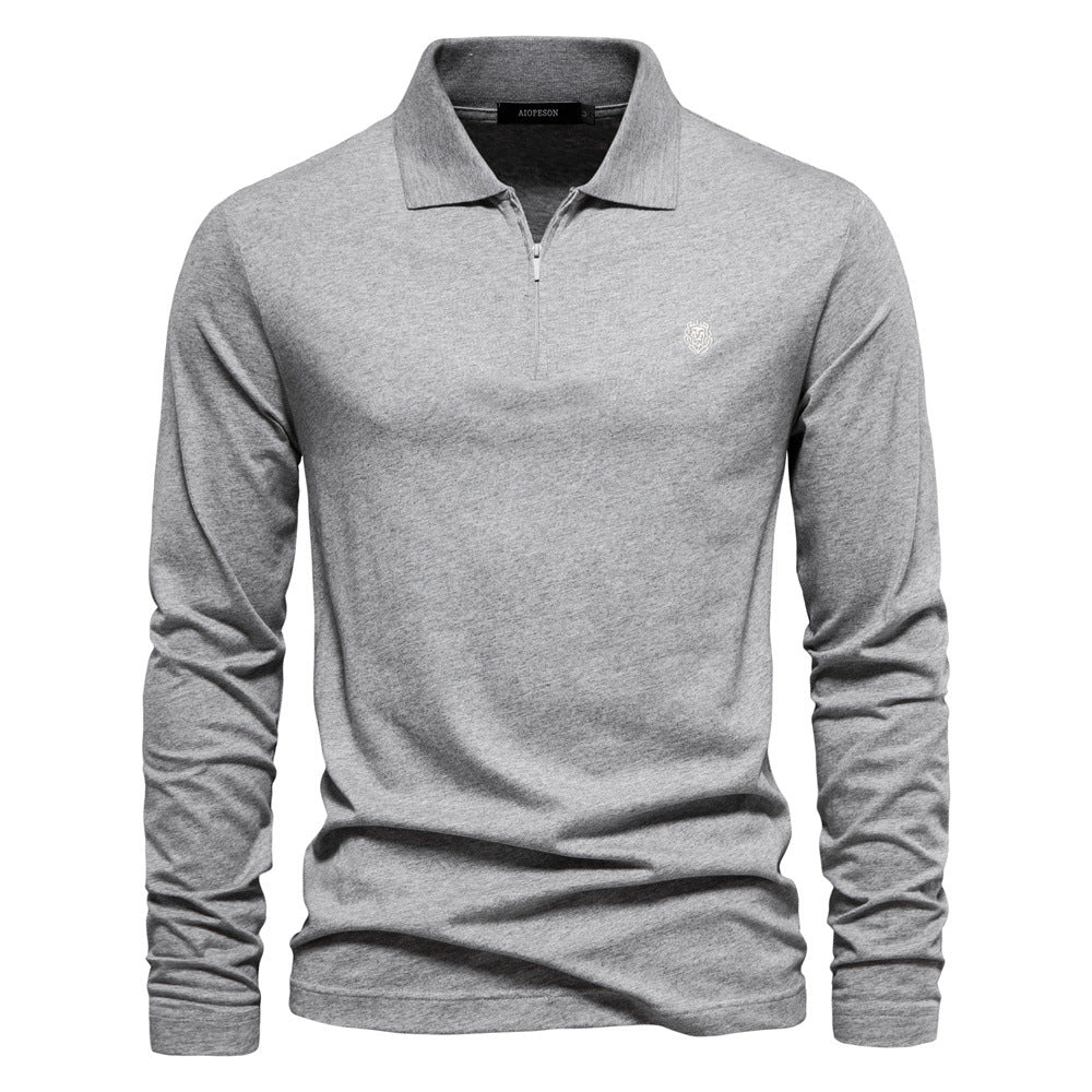 Herren Langärmliges Poloshirt mit modischem Reißverschluss und angenehmer Baumwollmischung R&B