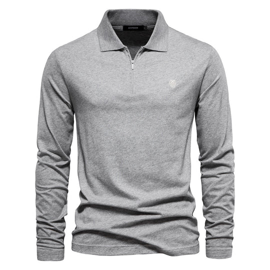 Herren Langärmliges Poloshirt mit modischem Reißverschluss und angenehmer Baumwollmischung R&B