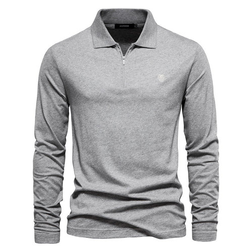 Herren Langärmliges Poloshirt mit modischem Reißverschluss und angenehmer Baumwollmischung R&B