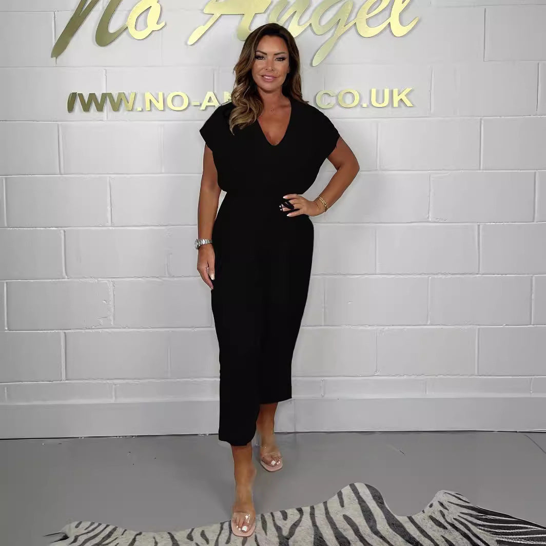 Damen Jumpsuit mit Rüschendetails und Bindegürtel R&B