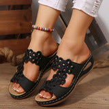 Damen Komfortable Sandalen mit floralen Verzierungen und ergonomischer Sohle R&B