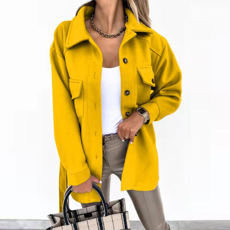 Damen Utility-Jacke mit modischem Gürtel und praktischen Taschen R&B