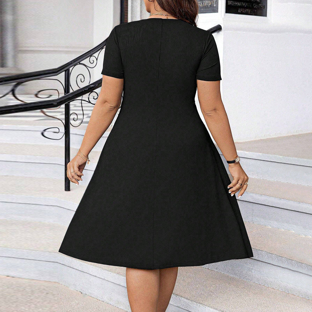 Damen elegant geschnittenes A-Linien Kleid mit geschmackvollem Quadrat-Ausschnitt und voluminösen Ärmeln R&B
