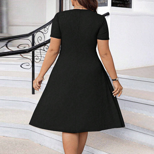 Damen elegant geschnittenes A-Linien Kleid mit geschmackvollem Quadrat-Ausschnitt und voluminösen Ärmeln R&B