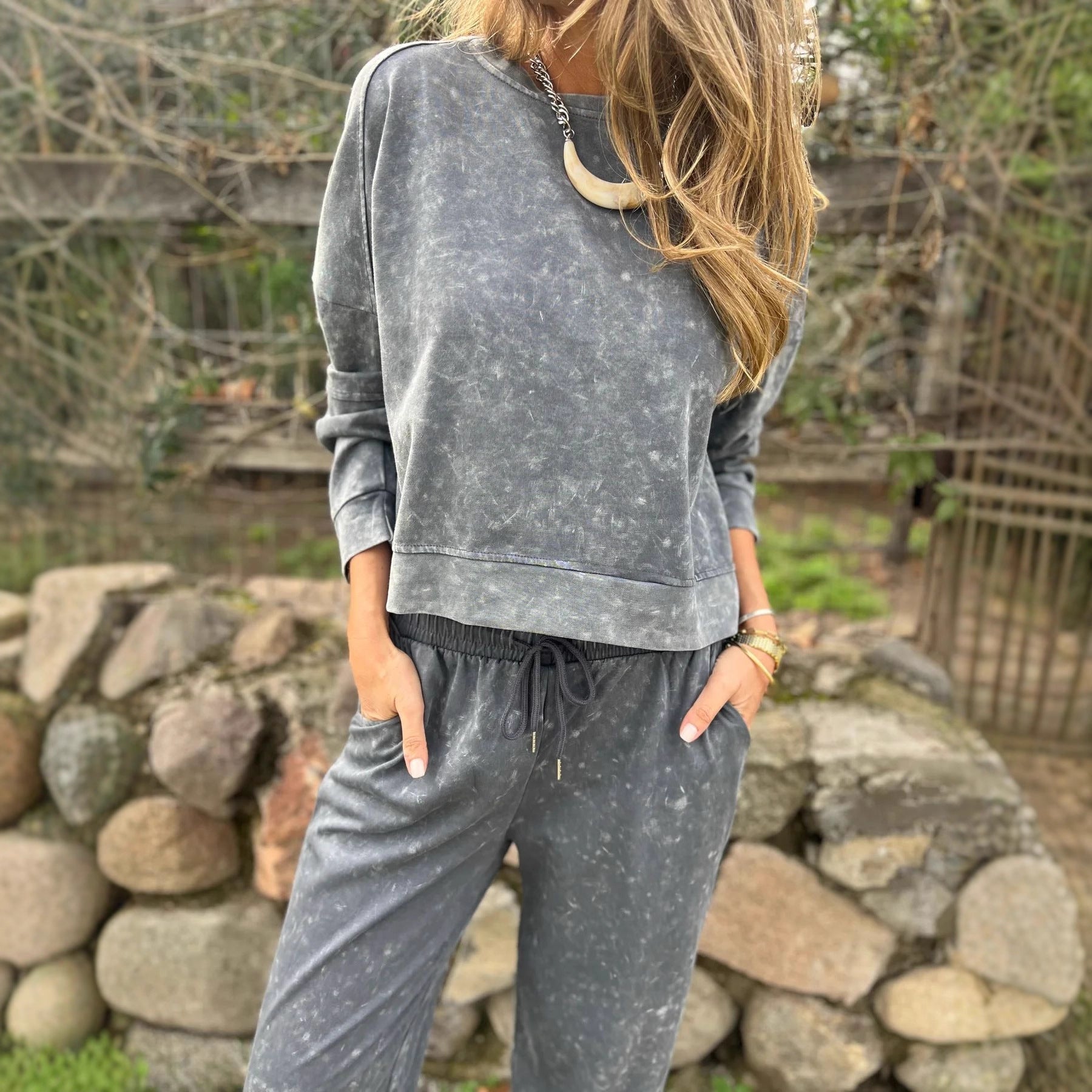 Damen Lässiger Sweatanzug im Vintage-Look