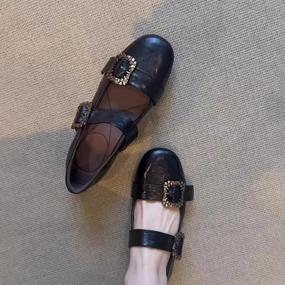Damen elegante Ballerinas mit dekorativen Schnallen R&B