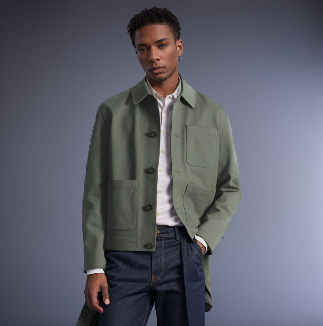 Herren modische Jacke mit aufgesetzten Taschen und hochwertigem Material R&B