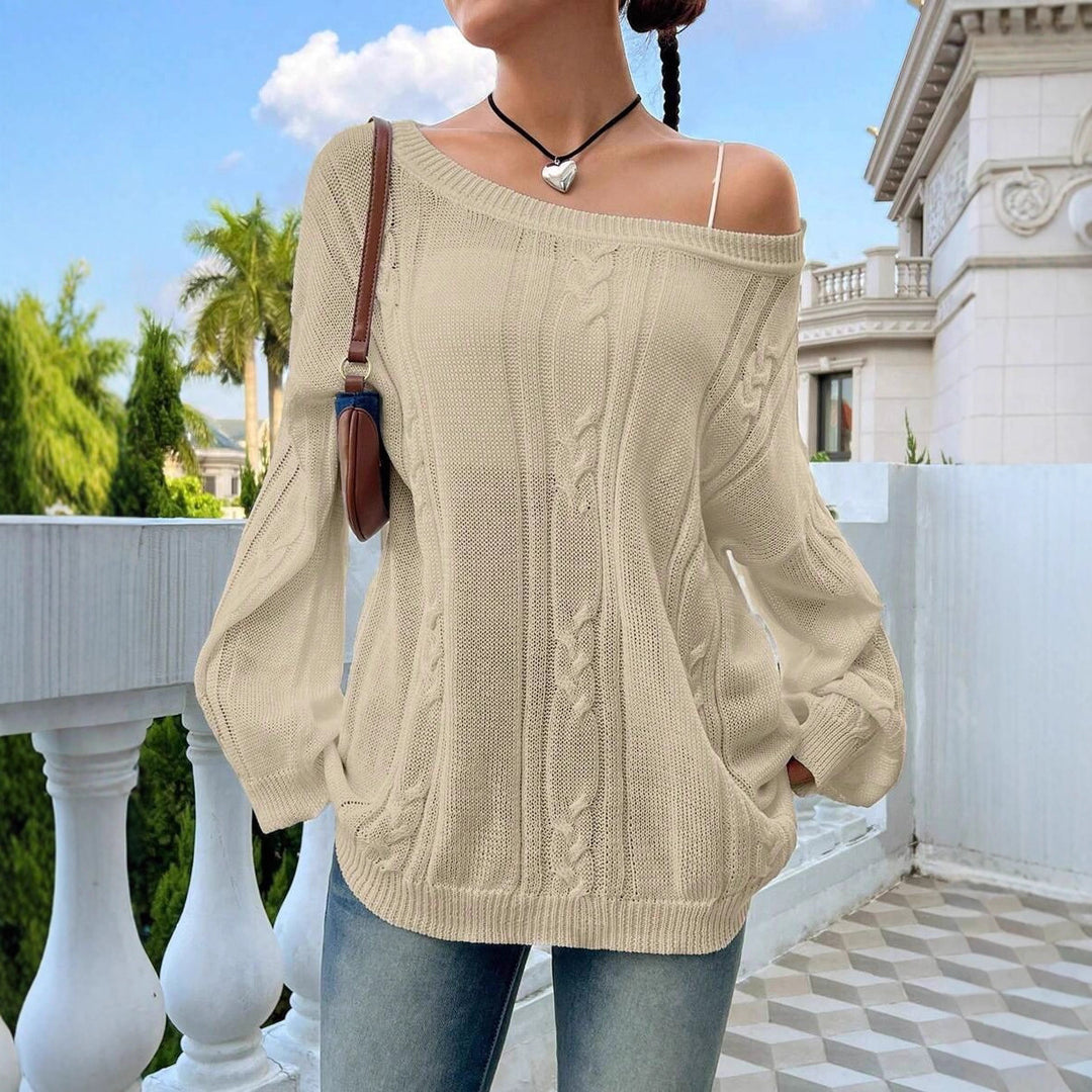 Damen Strickpullover mit asynchronem Schnitt und lockerem Fall R&B