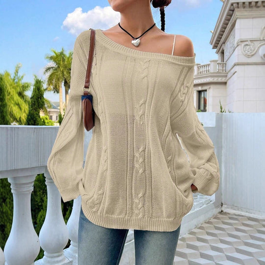 Damen Strickpullover mit asynchronem Schnitt und lockerem Fall R&B