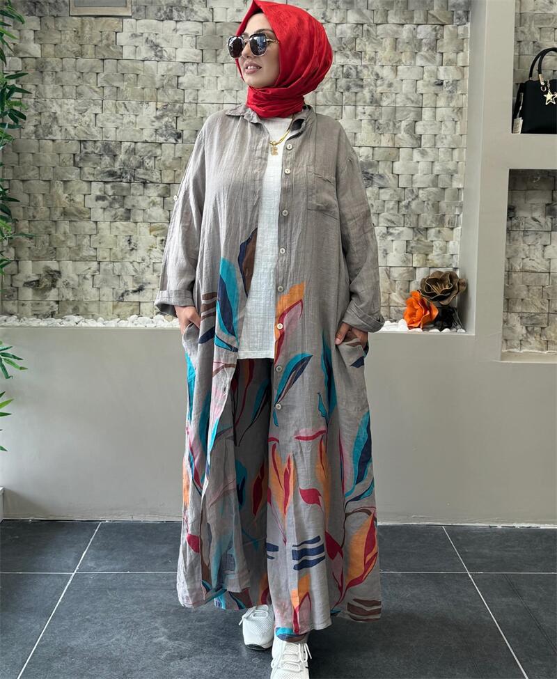 Damen Lange Bluse mit floralem Design R&B