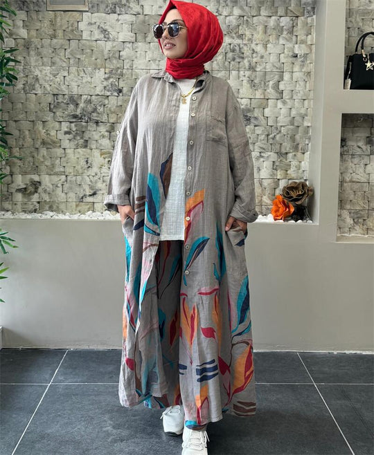 Damen Lange Bluse mit floralem Design R&B