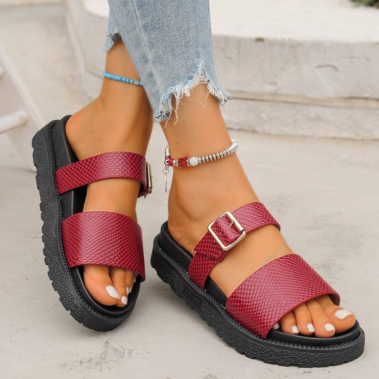Damen Riemchen-Sandalen mit gepolstertem Fußbett und modischen Schnallen R&B