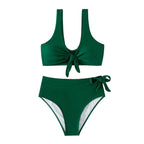 Damen Hochtaillierter Bikini mit modischem Knoten und unterstützendem Top