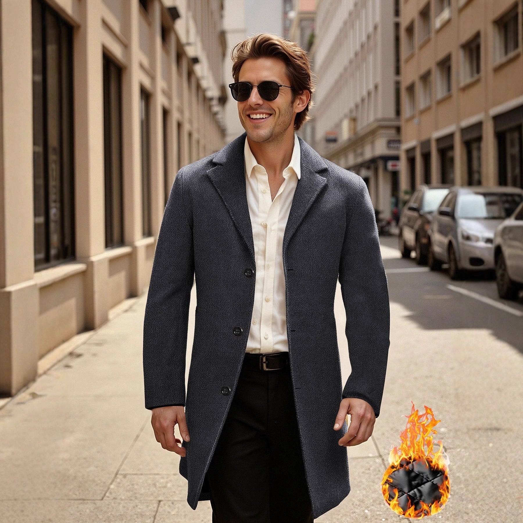 Herren eleganter und stilvoller Übercoat R&B