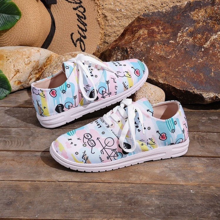 Damen Sportliche Sneakers mit kreativem Druckmotiv R&B