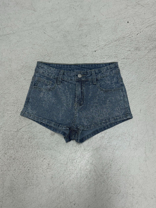 Damen Glitzernde Denim-Shorts mit funkelnden Akzenten R&B