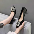 Damen elegante High Heel Pumps mit glitzernder Schmuckapplikation R&B