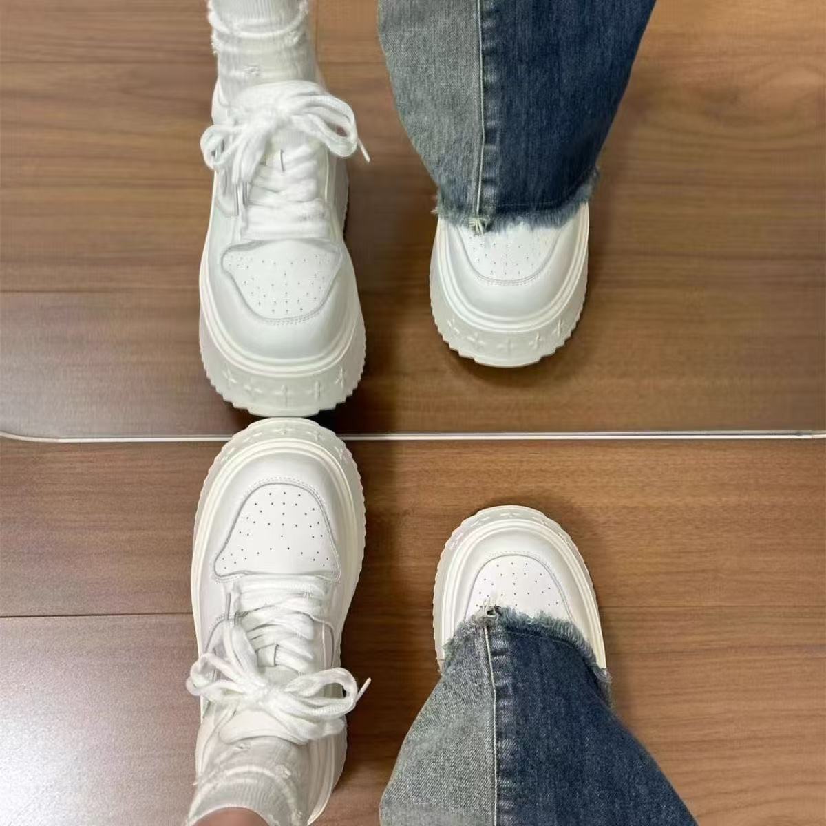 Damen Plattform Sneakers mit modischer Textur und dämpfender Sohle R&B