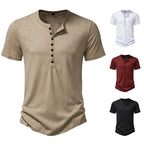Herren Kurzarm Henley-Shirt mit dekorativer Knopfleiste