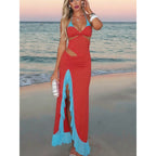 Damen Maxi-Kleid mit raffiniertem Drapierungsdesign und seitlichem Schlitz R&B