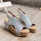 Damen Glitzerndes Keilsandaletten R&B