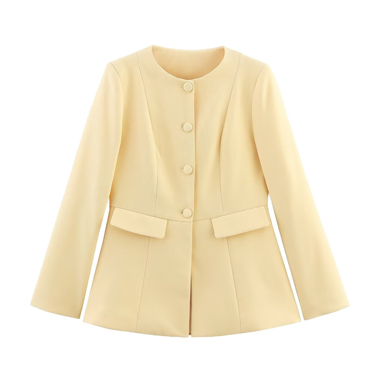 Damen elegante Blazerjacke mit dekorativen Knöpfen und Schnittführung R&B