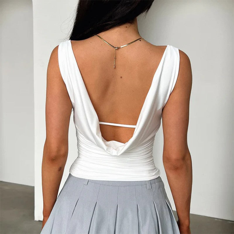 Damen figurbetontes Top mit asymmetrischem Ausschnitt und angenehmem Stretch R&B