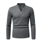 Herren Langarm-Henley-Shirt mit strukturierter Oberfläche