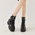 Damen High-Top Stiefeletten mit modischem Schnallen-Detail und robustem Plateau R&B