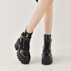 Damen High-Top Stiefeletten mit modischem Schnallen-Detail und robustem Plateau R&B