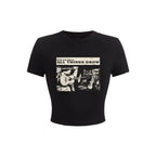 Damen Crop-T-Shirt mit inspirierendem Aufdruck und figurbetontem Schnitt R&B