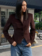 Damen elegante Blazerjacke mit tailliertem Schnitt R&B