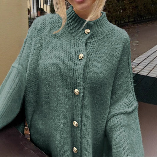 Damen oversized Strickjacke mit Knopf- und Rippdetails R&B