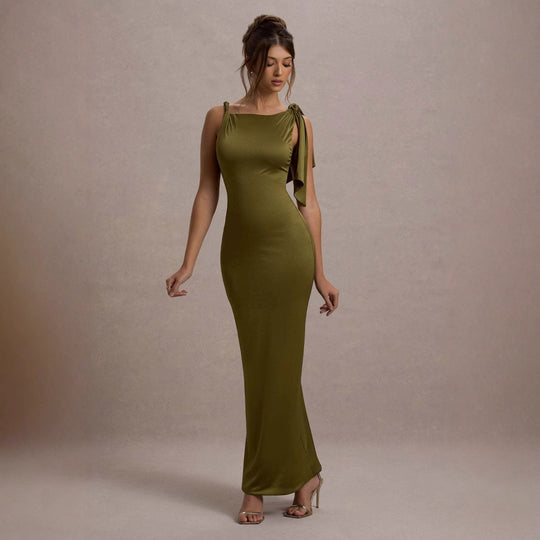Damen Langärmliges Wickelkleid mit asymmetrischem Schnitt und eleganter Taillierung R&B