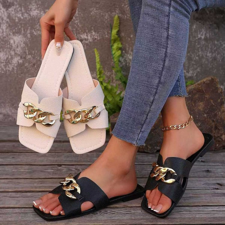 Damen Mules mit elegantem Kettendetail R&B