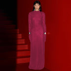 Damen Langarm Maxikleid mit raffinierten Transparentdetails und figurumspielendem Schnitt R&B