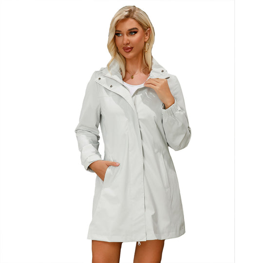 Damen funktionale Übergangsjacke mit verstellbarem Kapuzenkragen und praktischen Taschen R&B