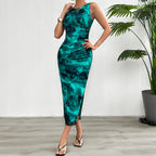 Damen Figurbetontes Maxikleid mit sanftem Rüschendesign und elegantem V-Ausschnitt R&B