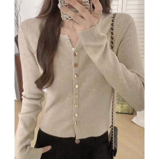 Damen Strickjacke mit perlmuttknöpfen R&B