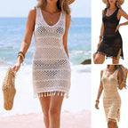 Damen Häkelstrandkleid mit verspieltem Fransen-Detail R&B