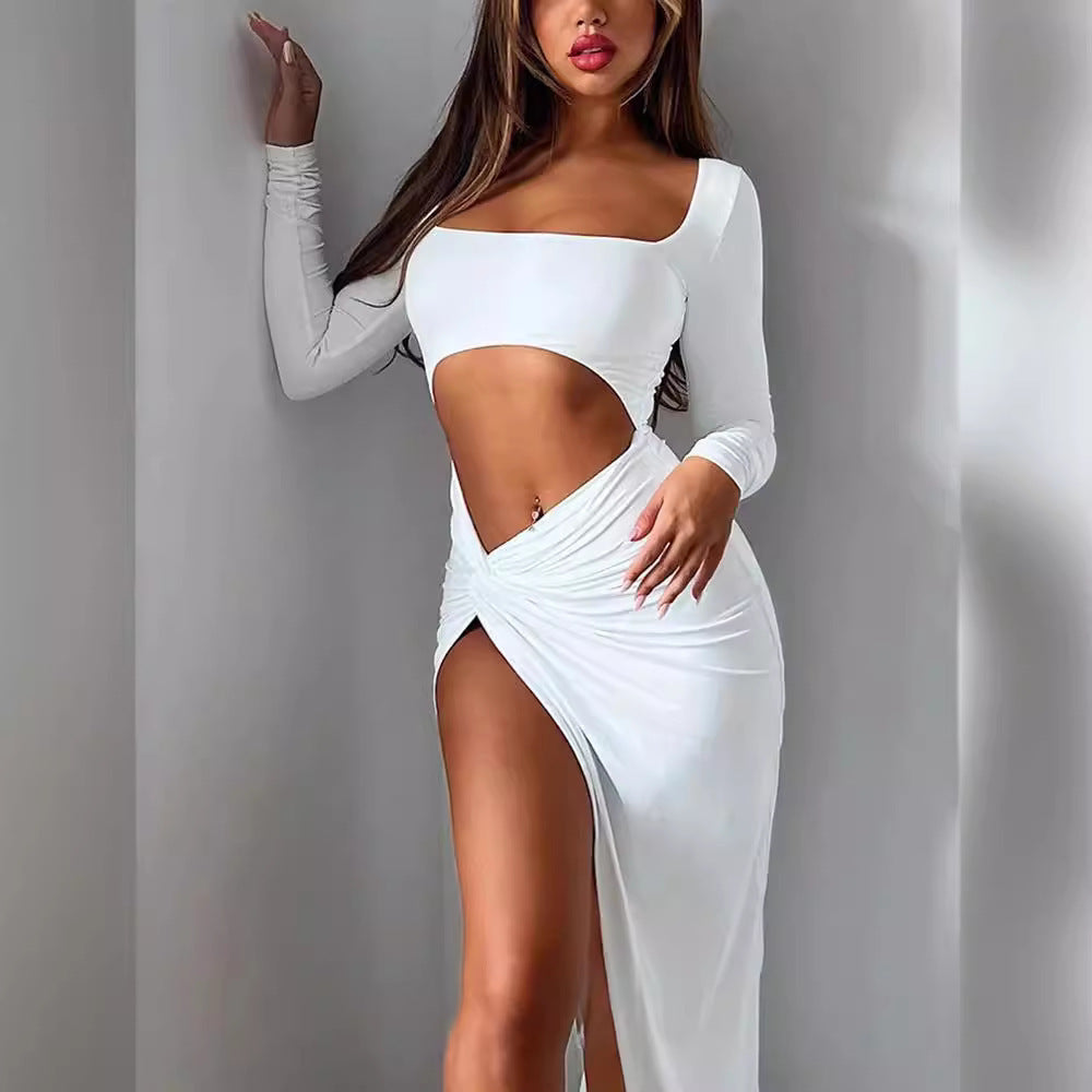Damen Off-Shoulder Kleid mit Cut-Out und asymmetrischem Saum R&B