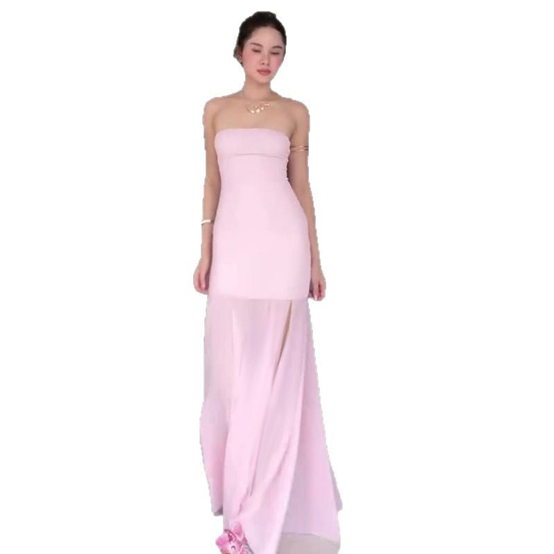 Damen Maxikleid mit elegantem Rüschensaum und figurbetontem Oberteil R&B