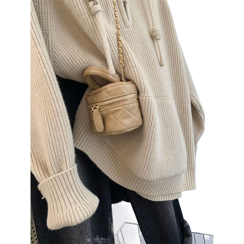 Damen lässiger Kapuzenpullover mit strukturiertem Rippdesign und sinnlichem Reißverschluss R&B