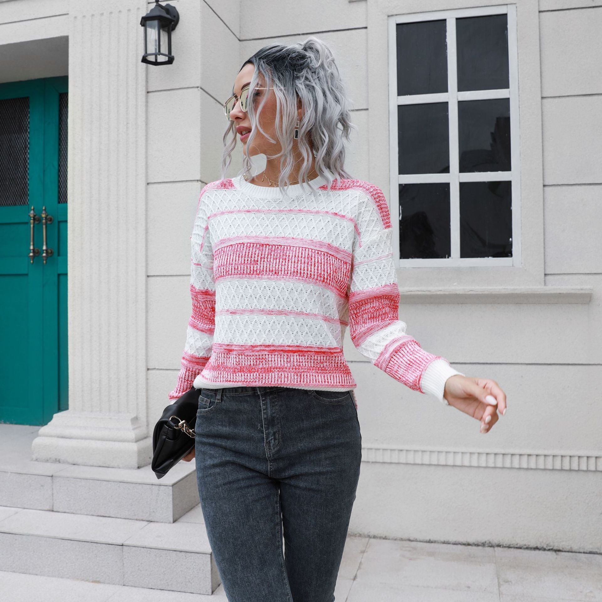 Damen Urbaner Strickpullover mit strukturiertem Muster R&B