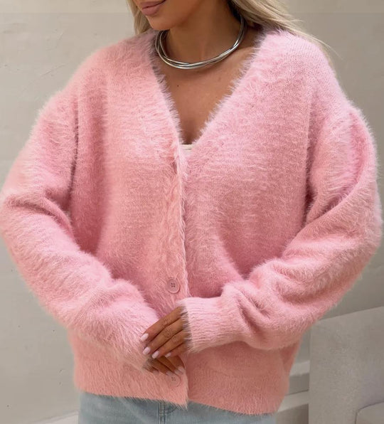 Damen Kuscheliger Strick-Cardigan mit Knopfleiste und feiner Textur R&B