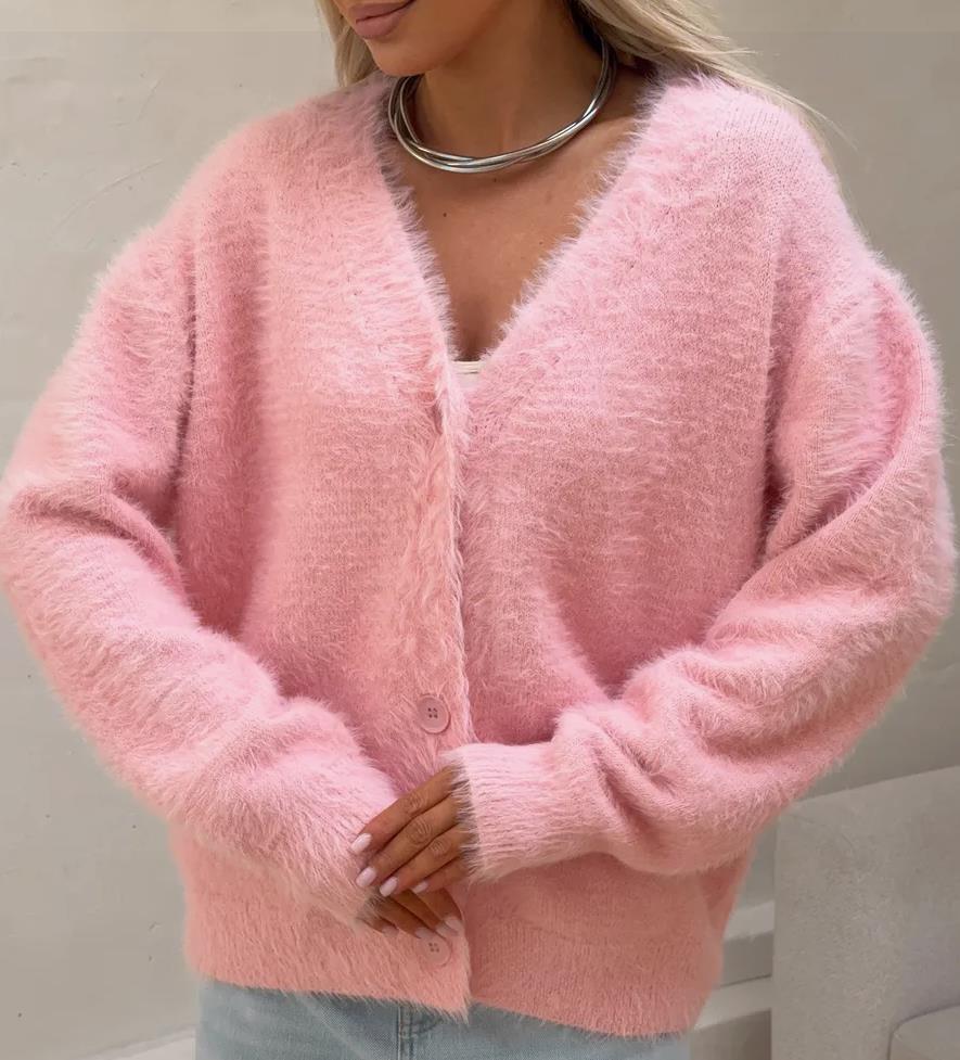 Damen Kuscheliger Strickjacke mit modernen Knopfdetails und lässigem Schnitt R&B
