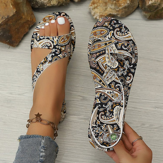 Damen offene Riemensandalen mit komfortablem Fußbett R&B