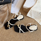 Damen Elegante Sandalen mit verstellbaren Riemen und glänzenden Akzenten R&B
