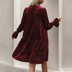 Damen V-Ausschnitt Mini-Kleid mit voluminösen Ärmeln und Rüschendesign R&B