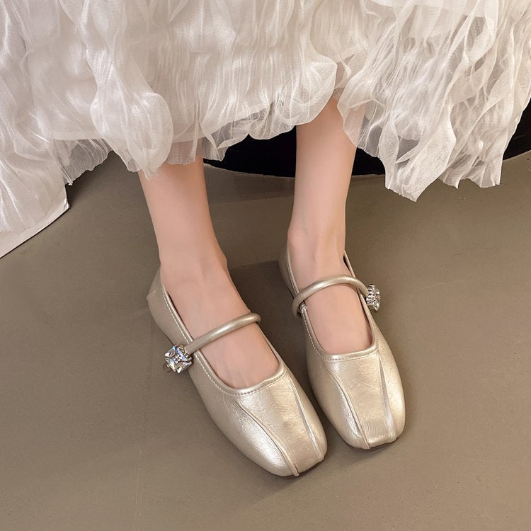 Damen elegante Ballerinas mit funkelndem Riemchen und modischem Design R&B